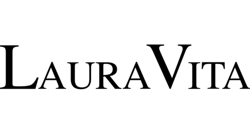 Logo LauraVita en noir sur fond blanc avec une typographie sérif élégante.